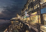 彩色动漫场景插画背景