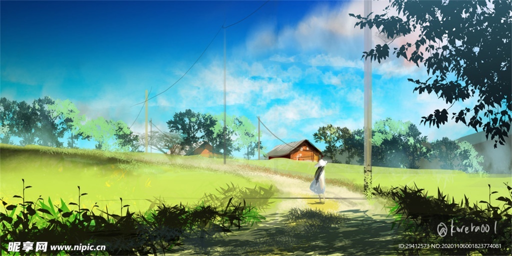 彩色动漫场景插画背景