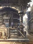 彩色动漫场景插画背景