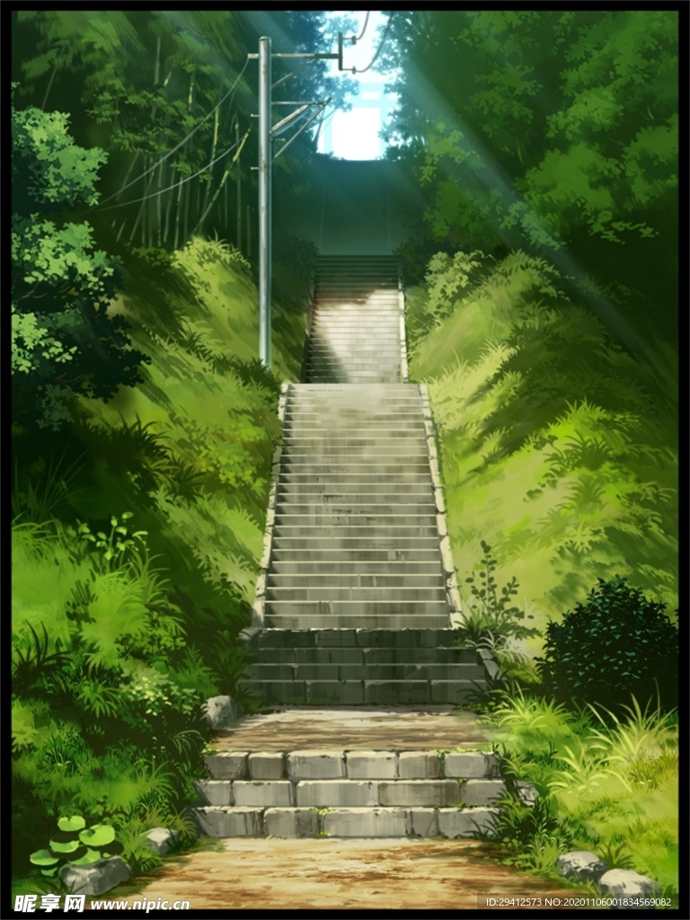 彩色动漫场景插画背景