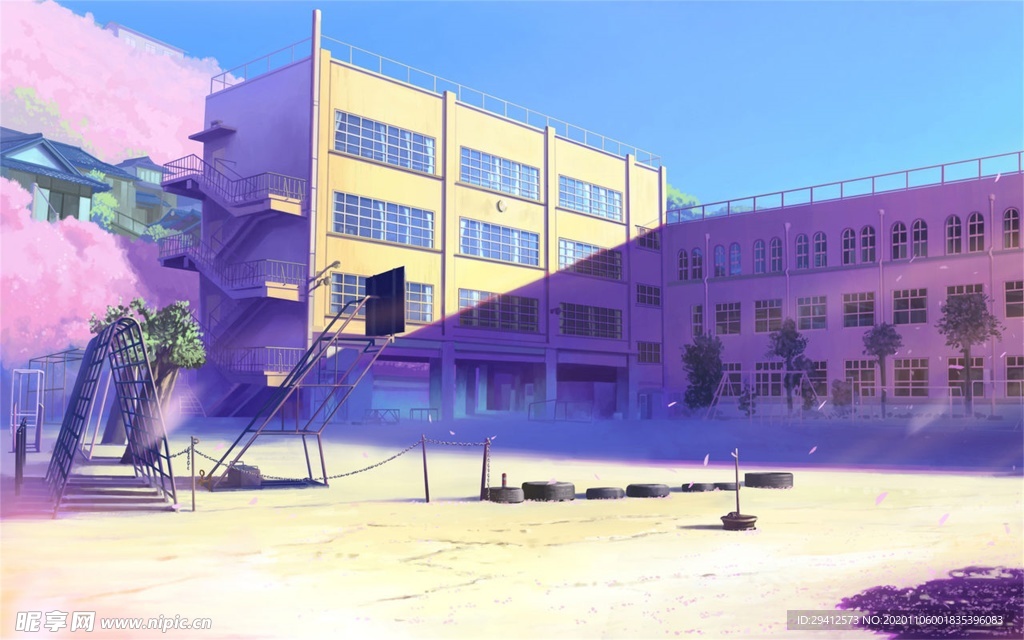 彩色动漫场景插画背景