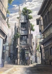 彩色动漫场景插画背景