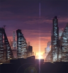 彩色动漫场景插画背景