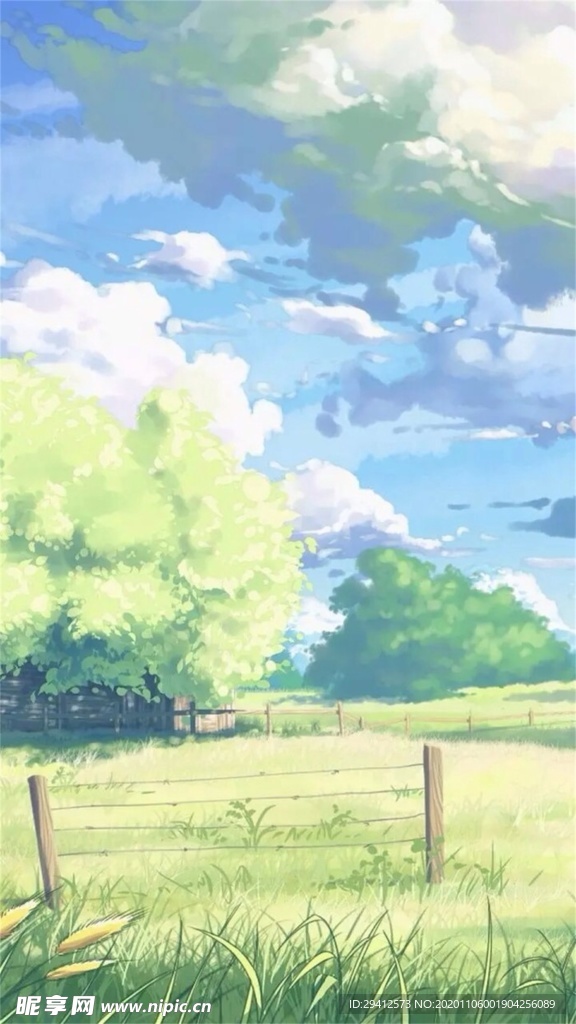彩色动漫场景插画背景