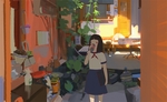 彩色动漫场景插画背景