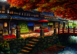 彩色动漫场景插画背景