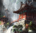 彩色动漫场景插画背景