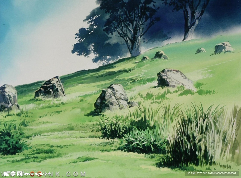 彩色动漫场景插画背景