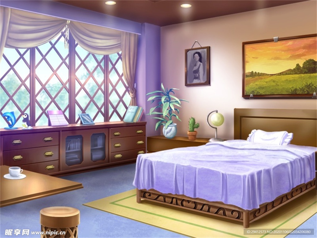 彩色动漫场景插画背景