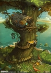 彩色动漫场景插画背景