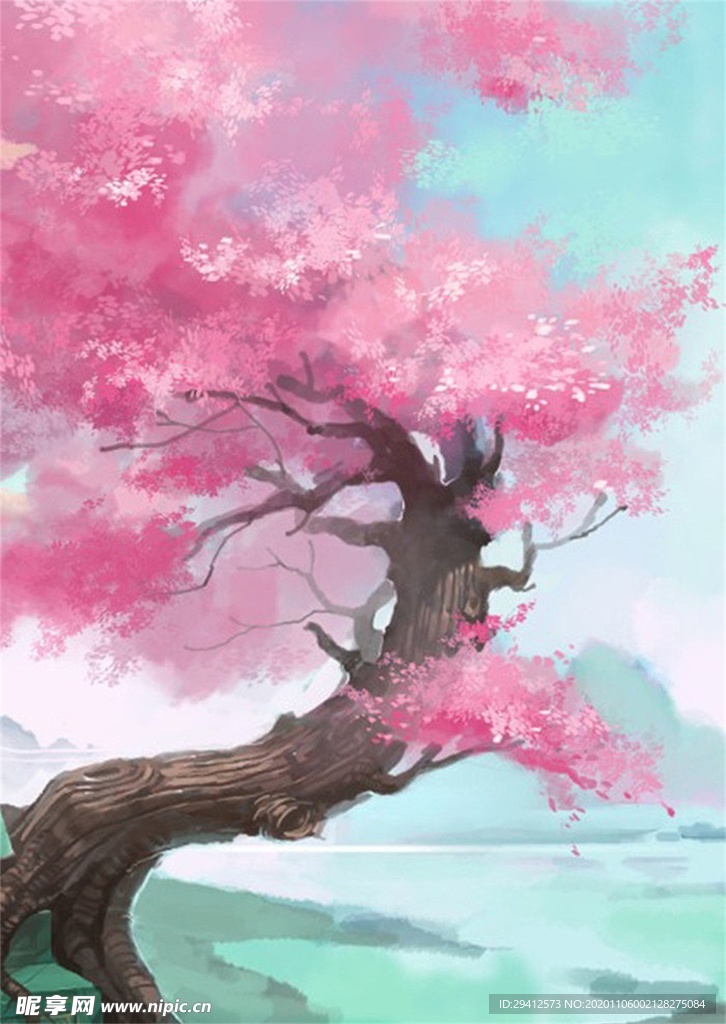 彩色动漫场景插画背景