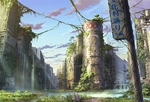彩色动漫场景插画背景