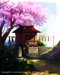 彩色动漫场景插画背景