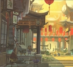 彩色动漫场景插画背景