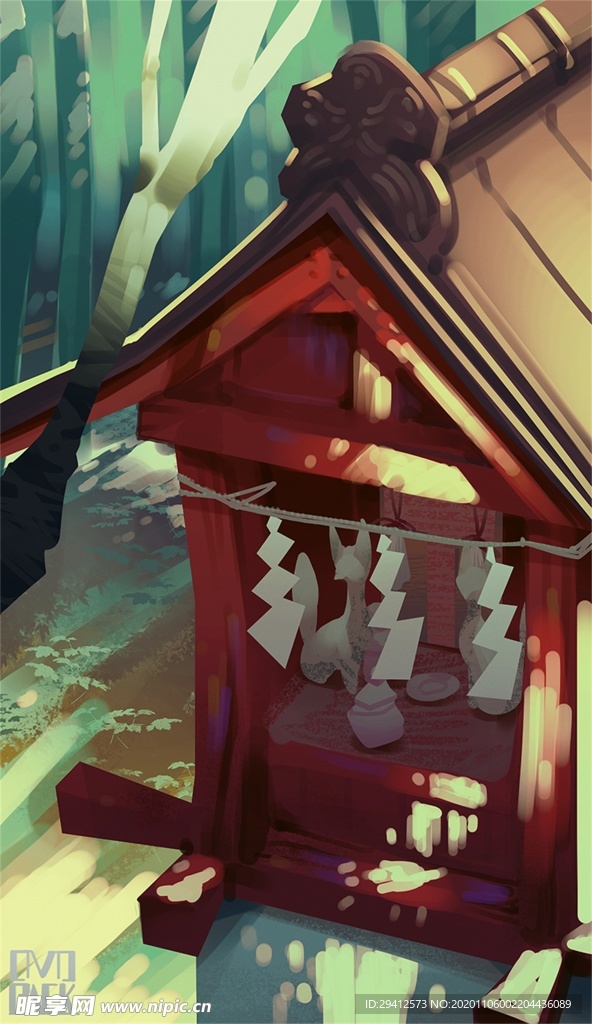 彩色动漫场景插画背景