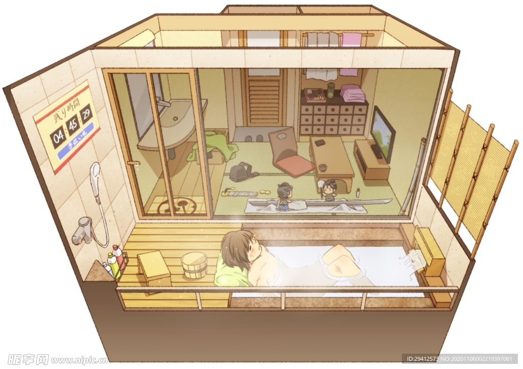 彩色动漫场景插画背景