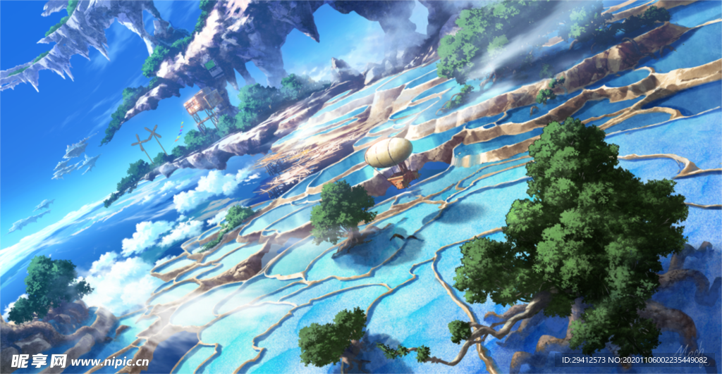 彩色动漫场景插画背景