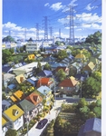 彩色动漫场景插画背景
