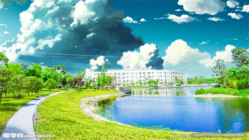 彩色动漫场景插画背景