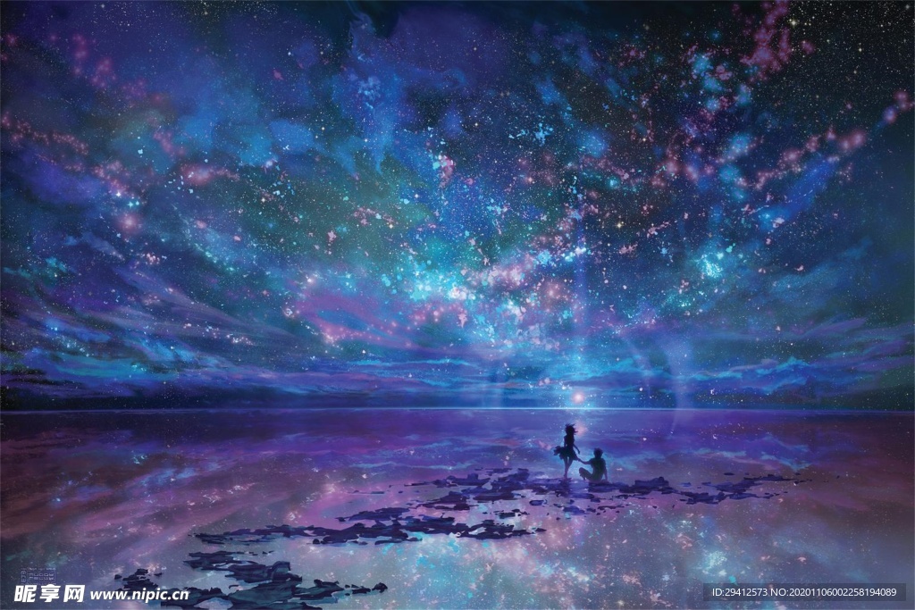 彩色动漫场景插画背景