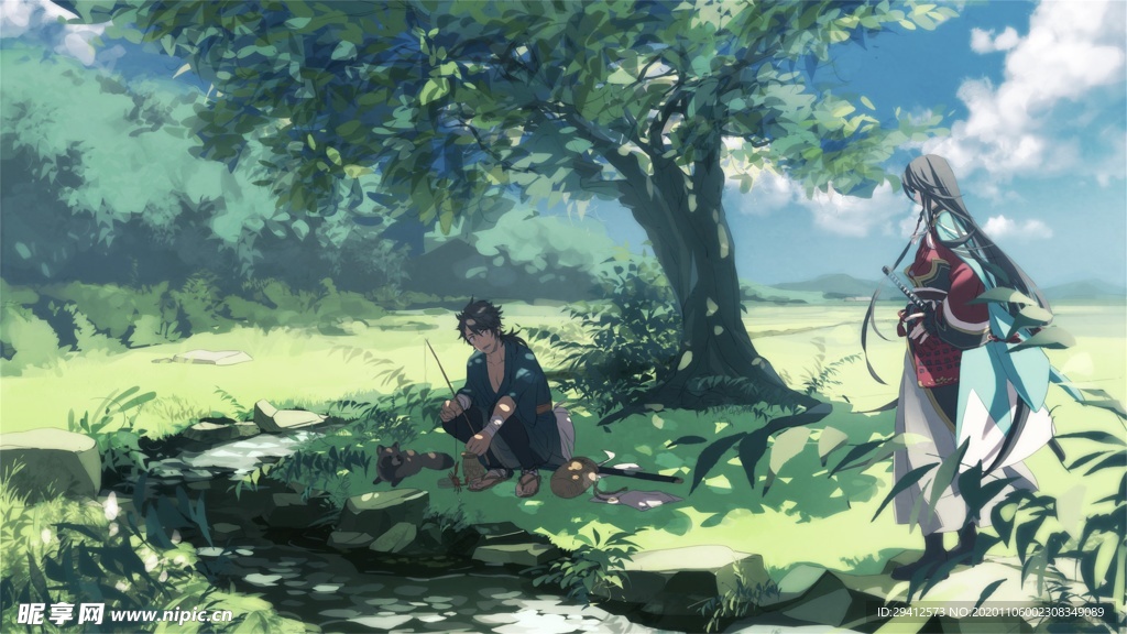 彩色动漫场景插画背景