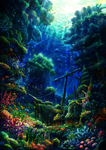 彩色动漫场景插画背景