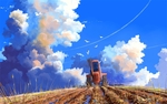 彩色动漫场景插画背景