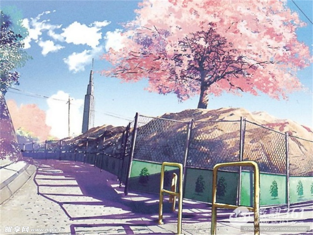 彩色动漫场景插画背景