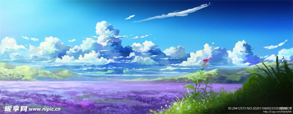 彩色动漫场景插画背景