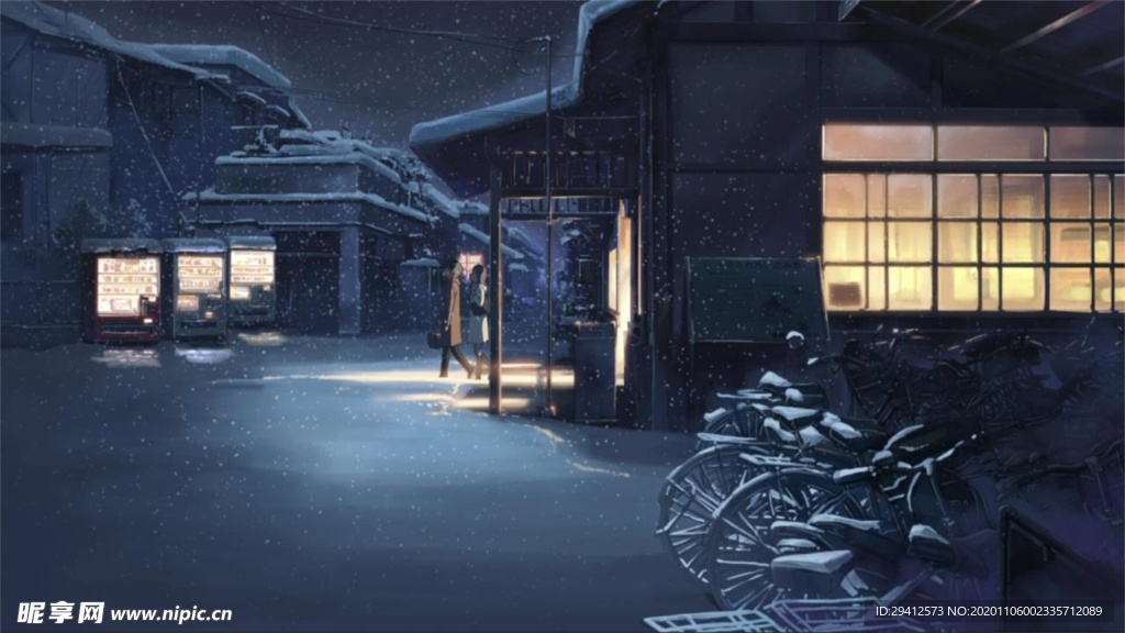 彩色动漫场景插画背景