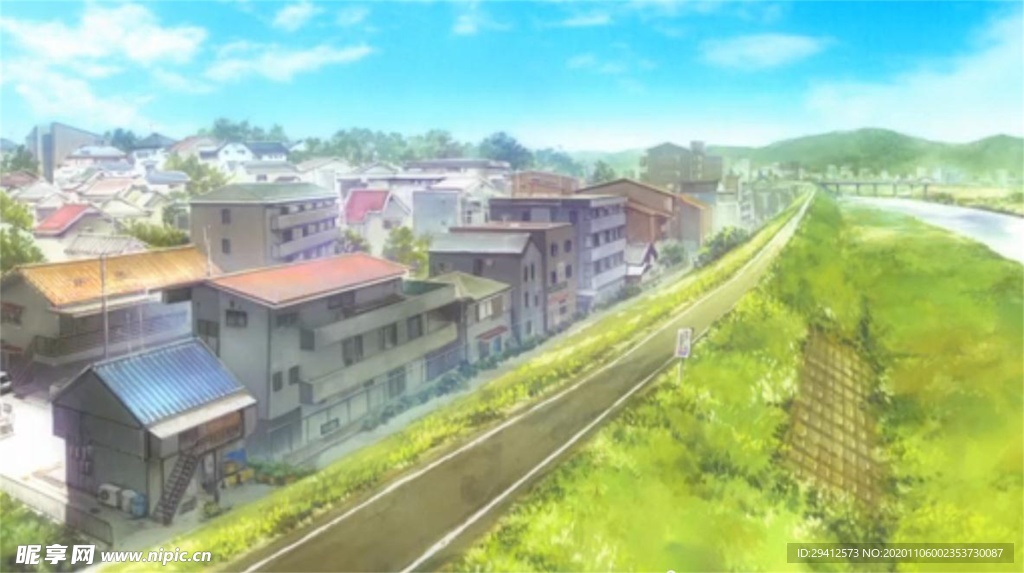 彩色动漫场景插画背景