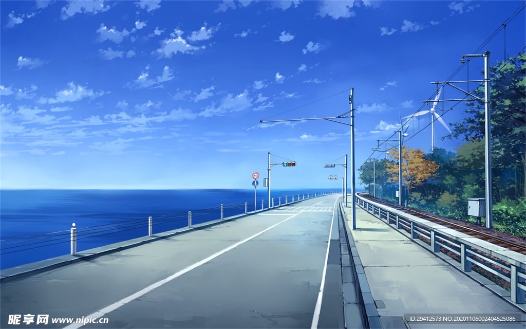 彩色动漫场景插画背景