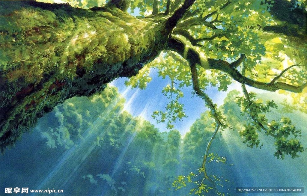彩色动漫场景插画背景