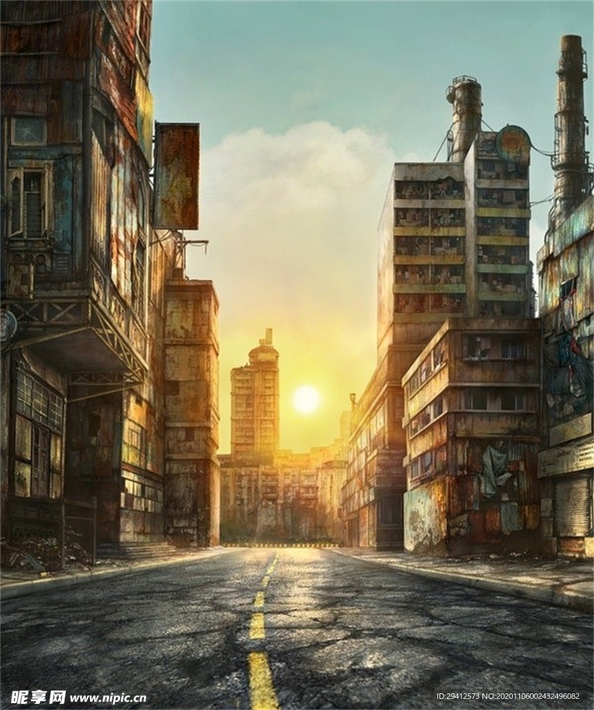 彩色动漫场景插画背景