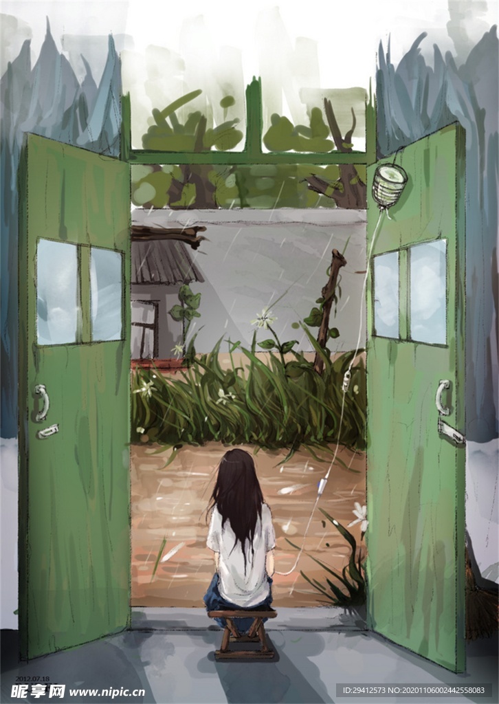 彩色动漫场景插画背景