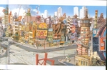彩色动漫场景插画背景
