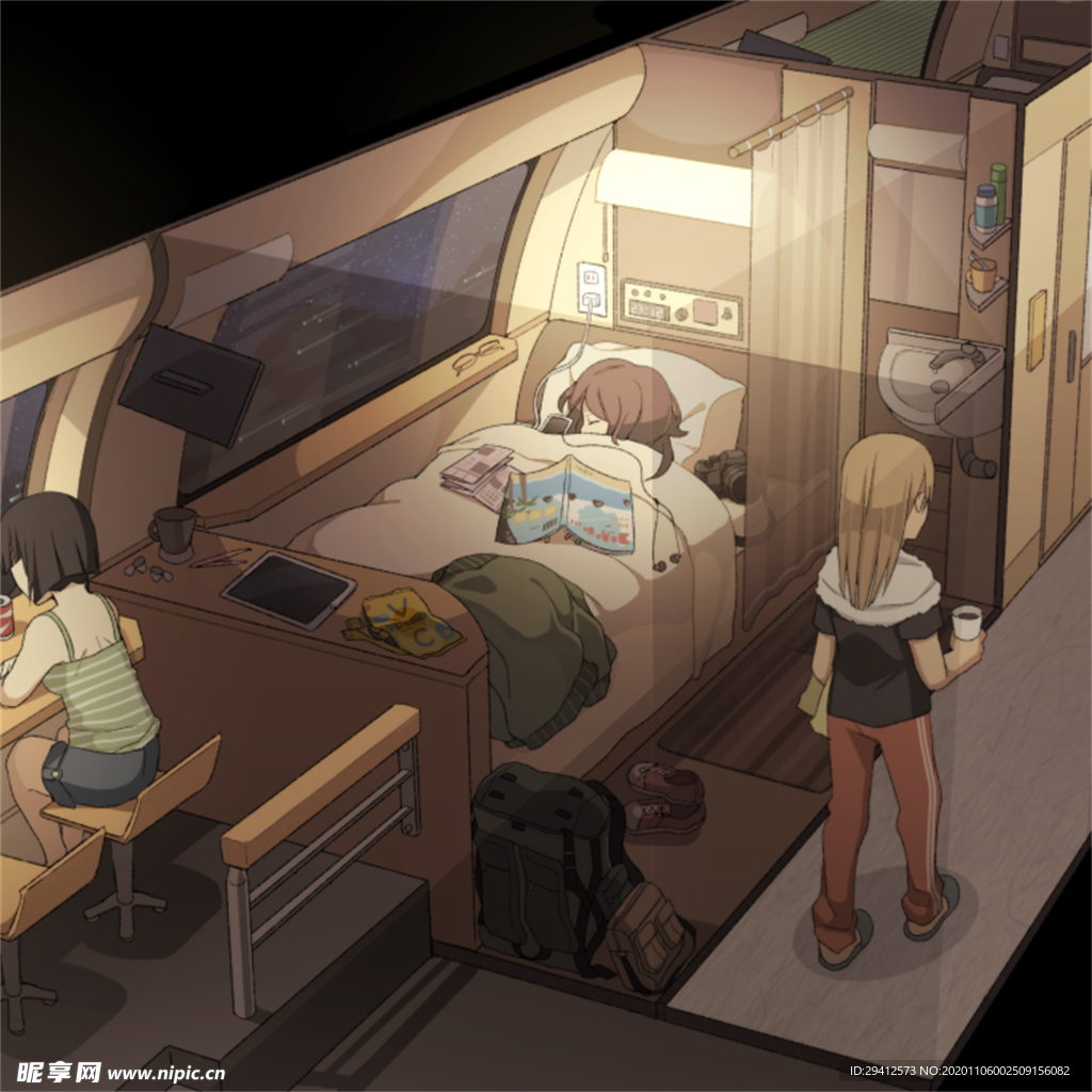 彩色动漫场景插画背景