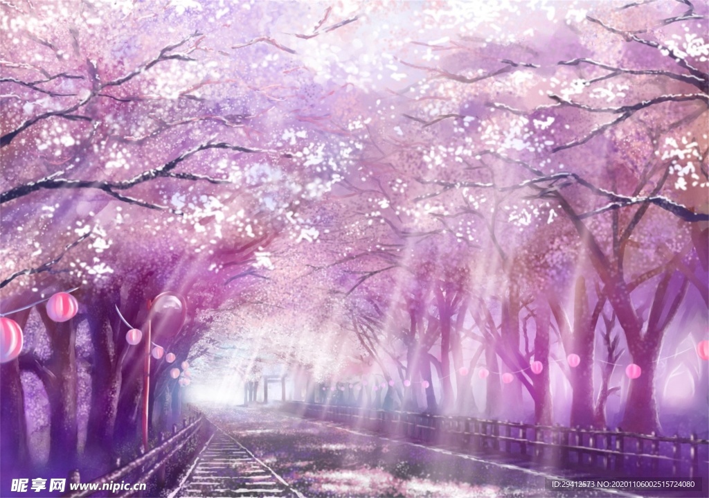 彩色动漫场景插画背景