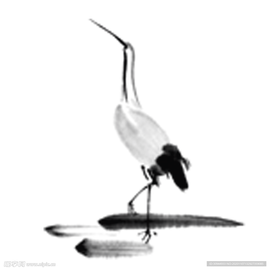 水墨仙鹤