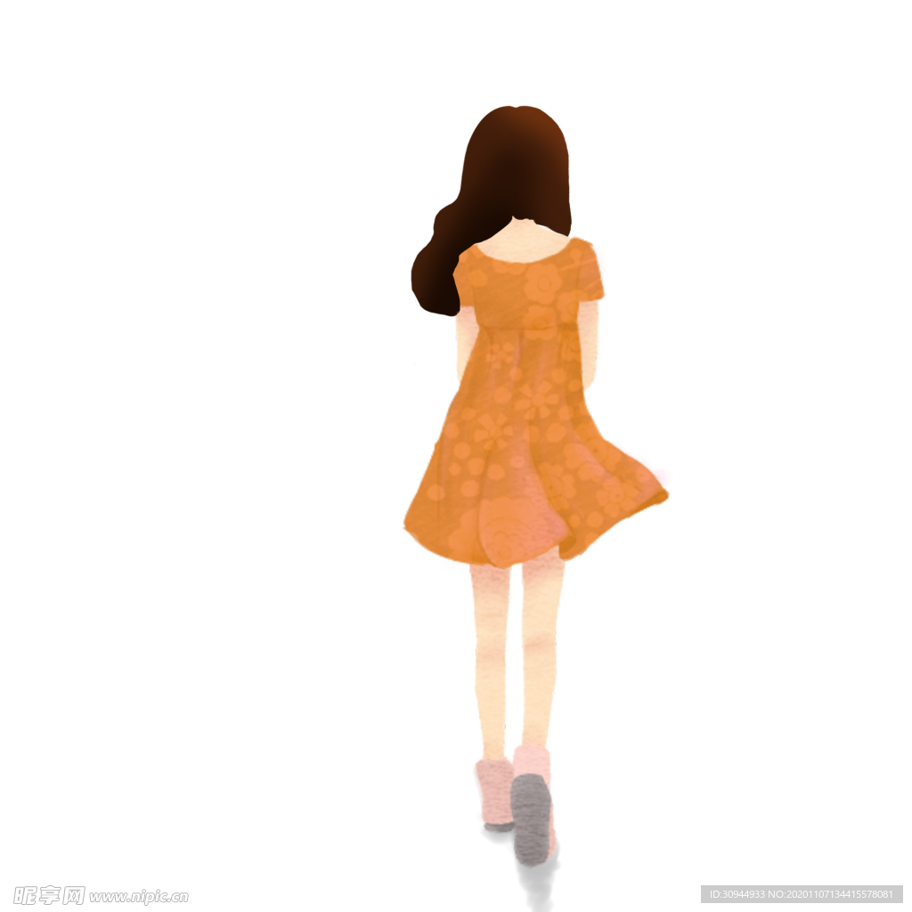 水彩手绘女孩