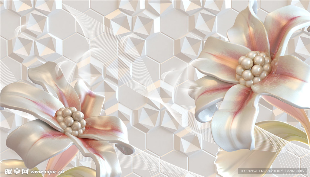 浮雕花 珠宝花 背景墙
