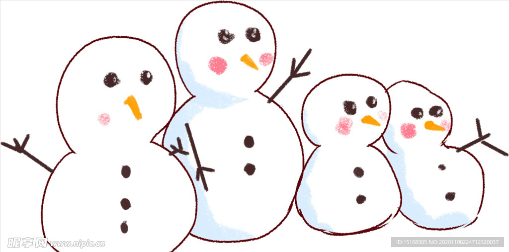 圣诞节雪人手绘插画元素PNG