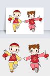 手绘卡通新年孩子