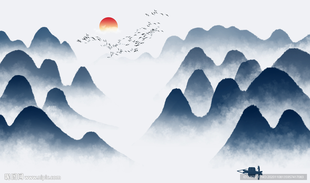 水墨山水电视背景墙