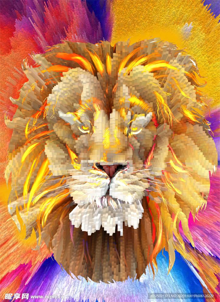 狮子3d插画