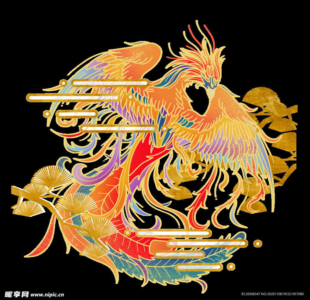 国潮凤凰插画
