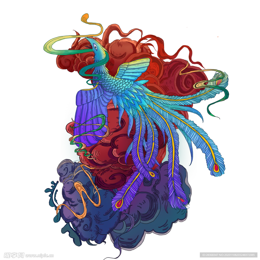 国潮凤凰插画