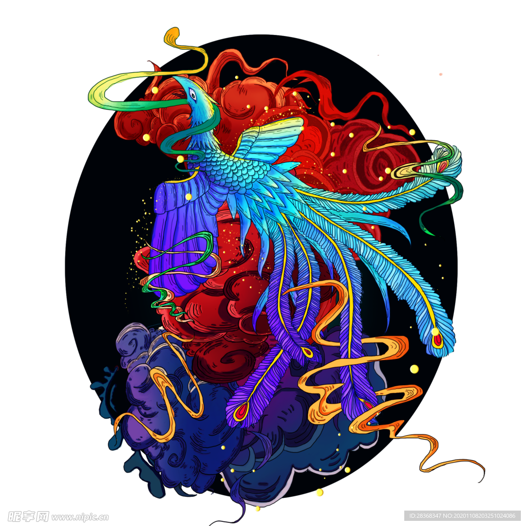 国潮凤凰插画