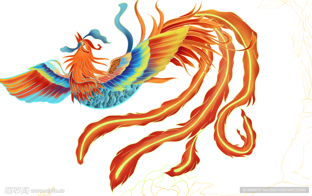 国潮凤凰插画