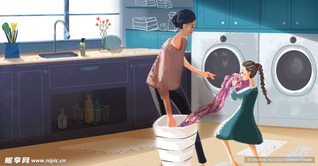 母亲节人物女性插画背景海报素材